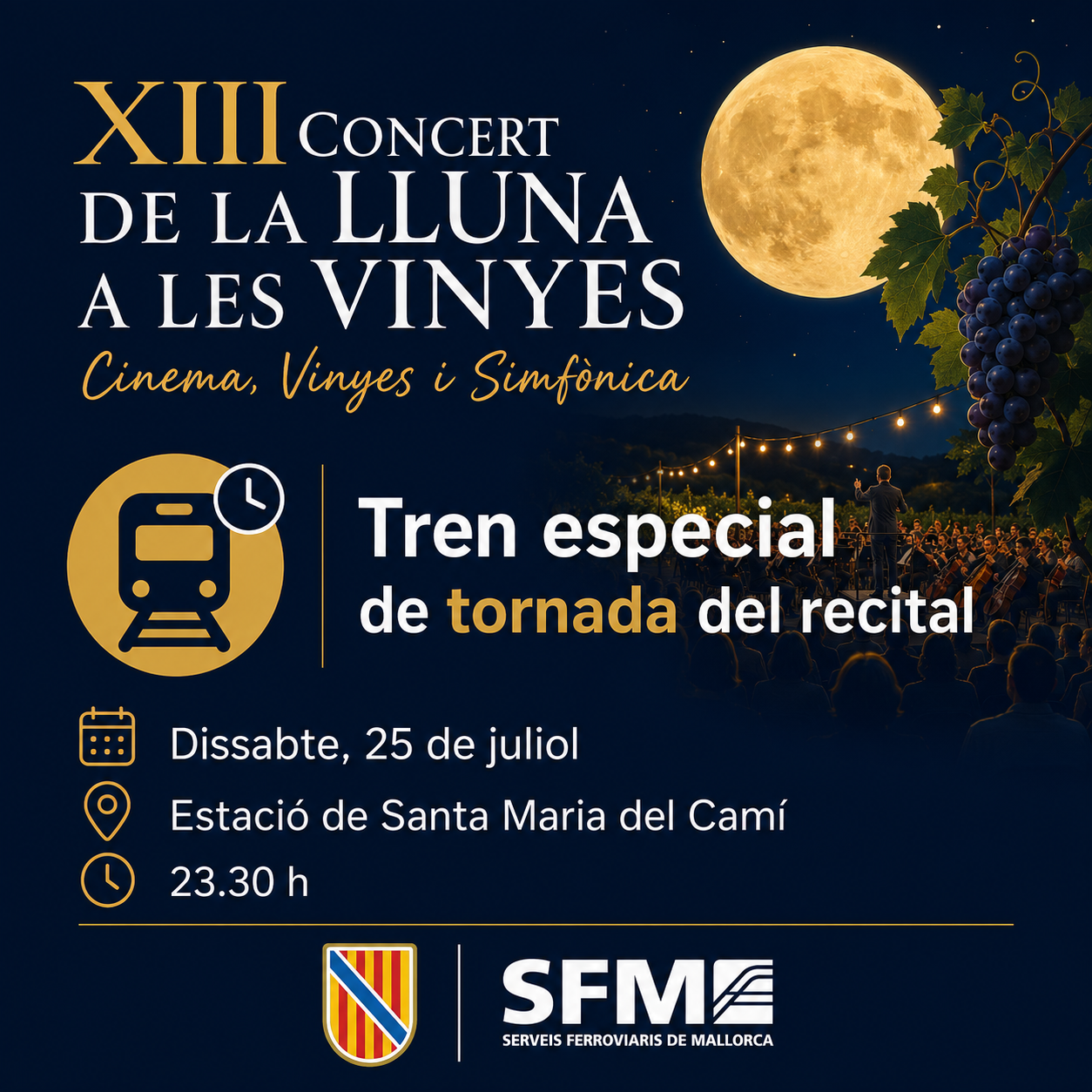 SFM habilita un servei especial de tren de tornada amb motiu del tradicional Concert de la Lluna a les Vinyes